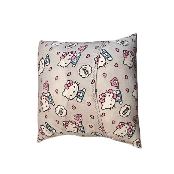 Hello Kitty Cat Homemade Gray Blue Pink Pillow Removable Cover Lightweight‎ Cozy - Picture 1 of 4